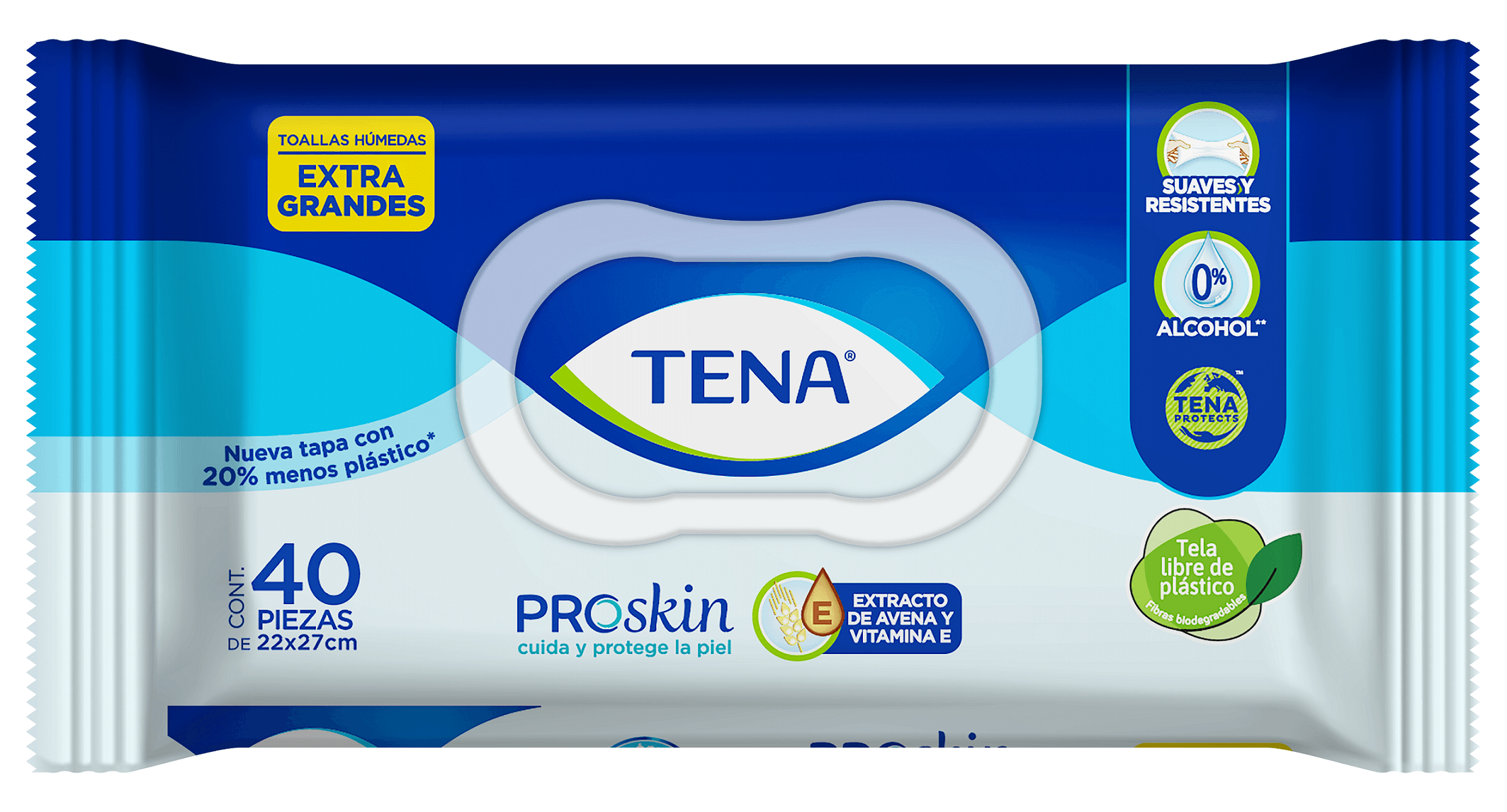 TENA Toallas Húmedas Extra Grandes 40 piezas