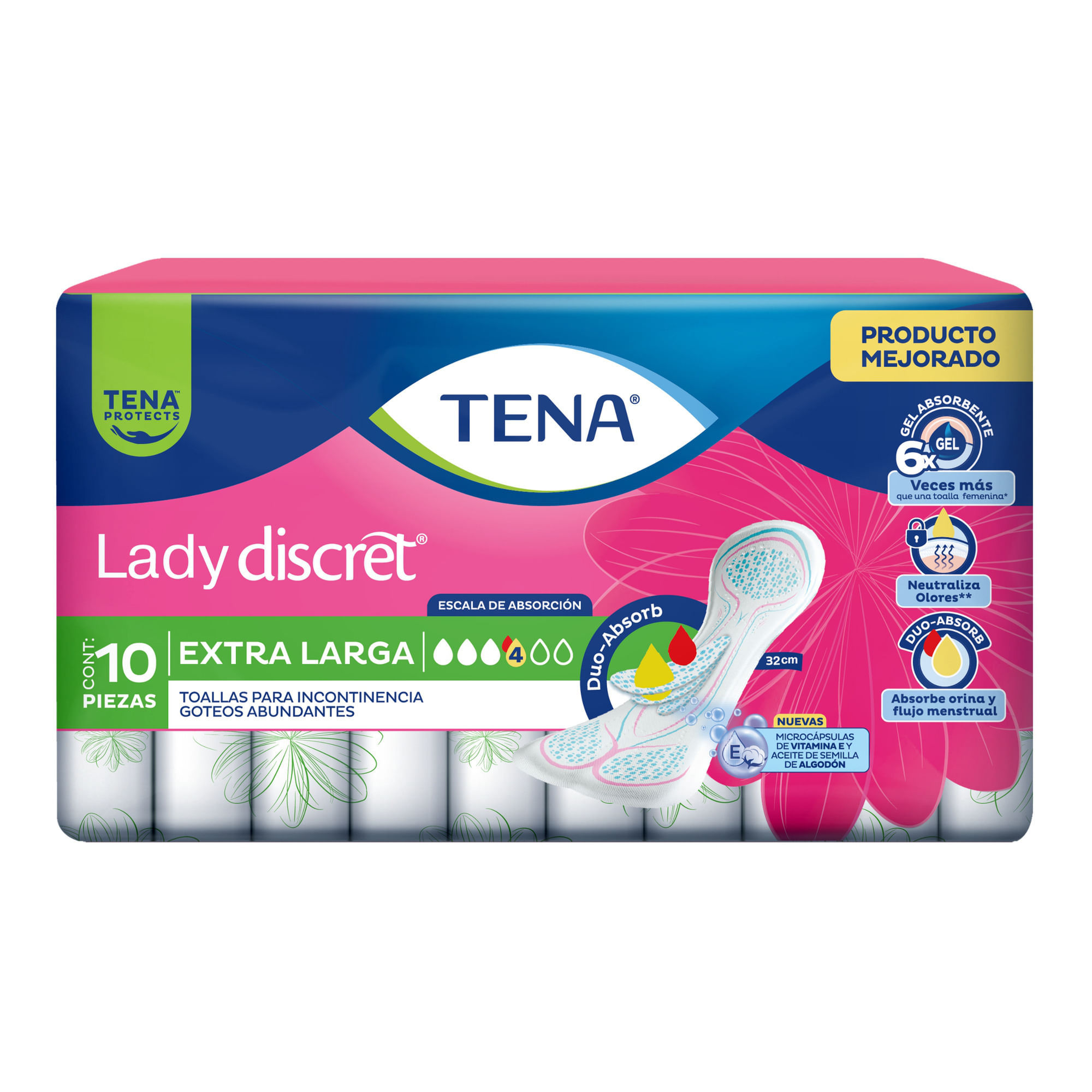 TENA Lady Discret Extra Larga 10 piezas