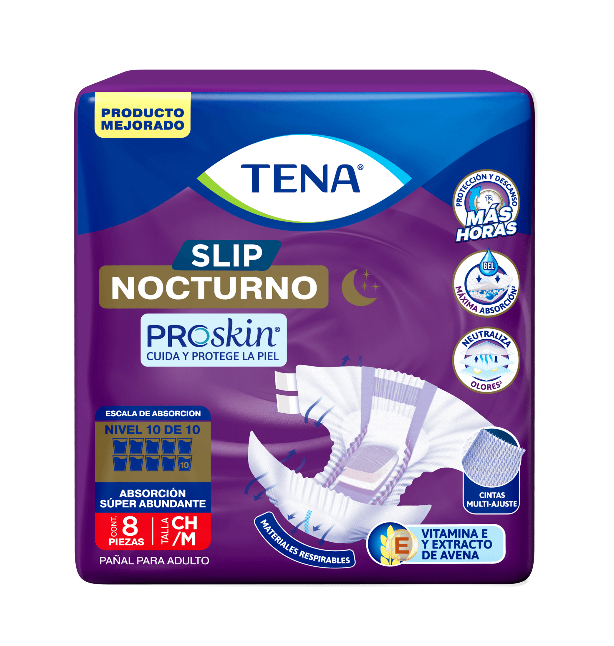 TENA Slip Nocturno Talla Chica Mediano 8 piezas